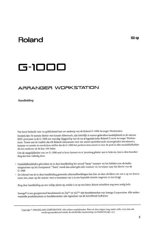 Mode d'emploi ROLAND G-1000