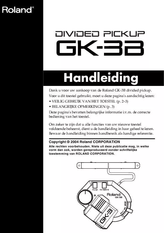 Mode d'emploi ROLAND GK-3B