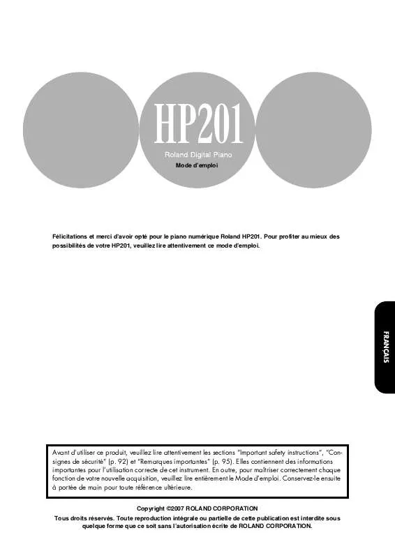 Mode d'emploi ROLAND HP201-EMP