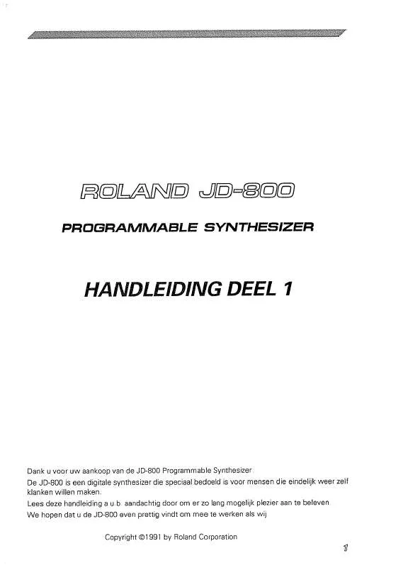 Mode d'emploi ROLAND JD-800