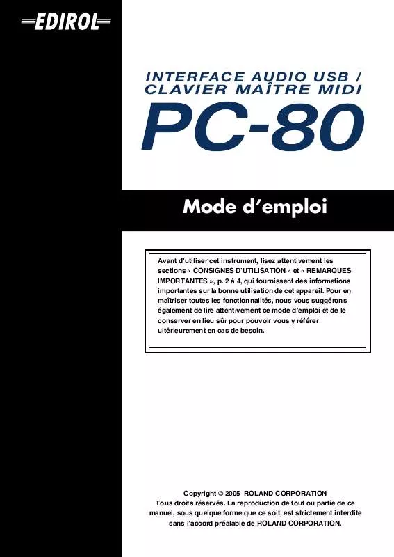 Mode d'emploi ROLAND PC-80