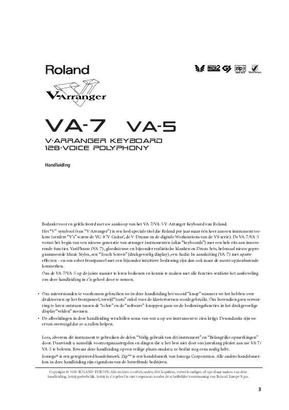 Mode d'emploi ROLAND VA-5