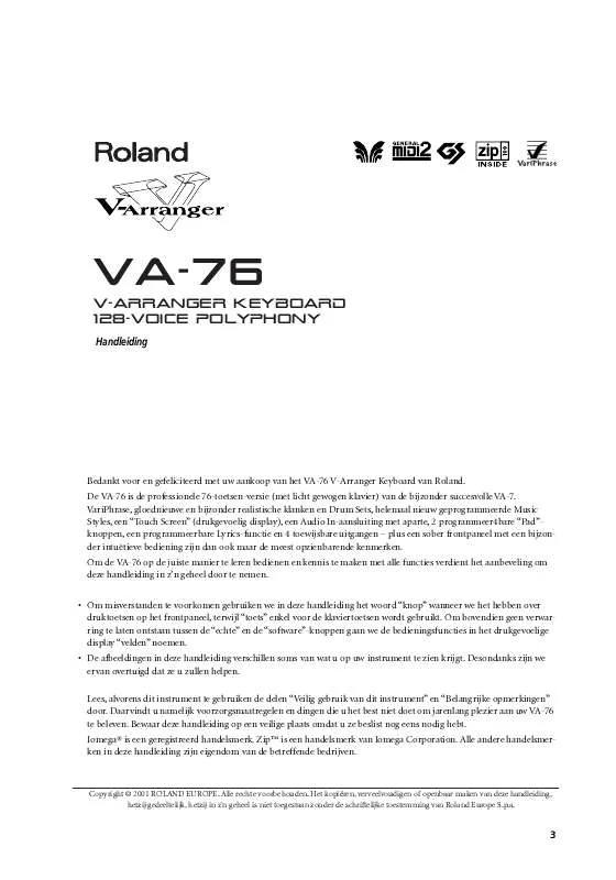 Mode d'emploi ROLAND VA-76