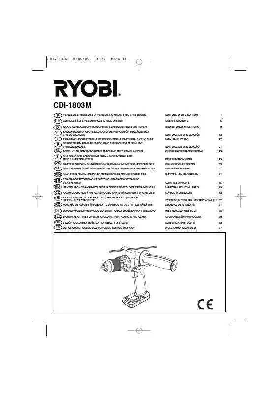 Mode d'emploi RYOBI CDI1803M