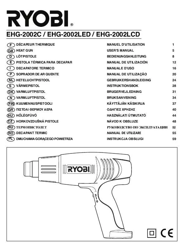 Mode d'emploi RYOBI EHG-2002LCD