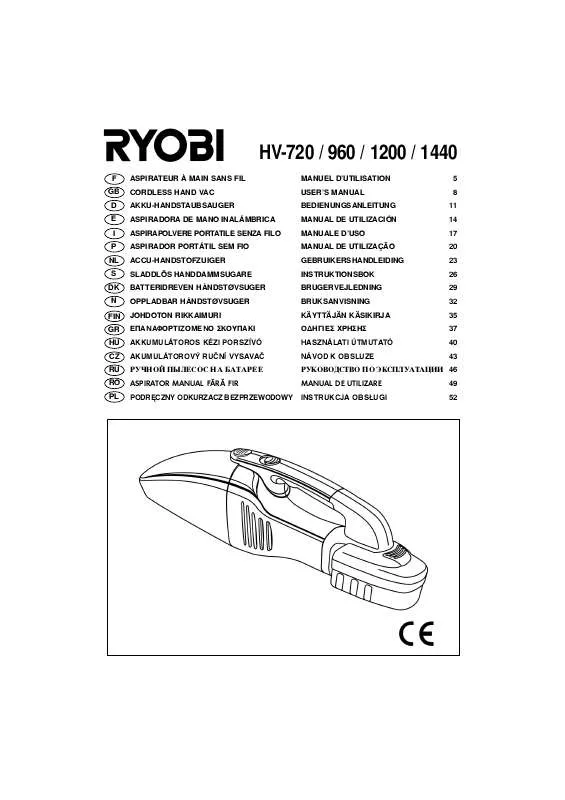 Mode d'emploi RYOBI HV-1440