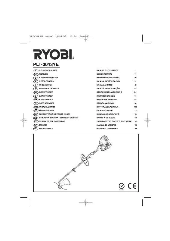 Mode d'emploi RYOBI PLT-3043YE