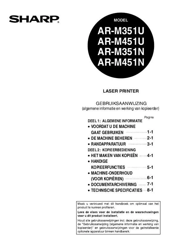 Mode d'emploi SHARP AR-M351N/M351U/M451N/M451U