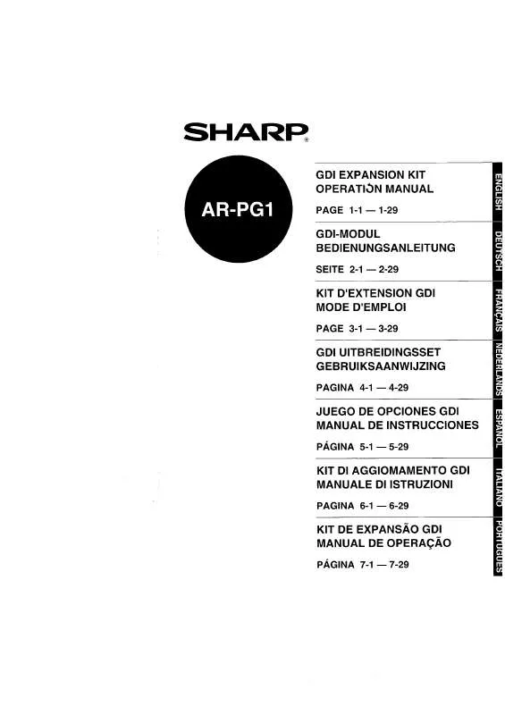 Mode d'emploi SHARP AR-PG1