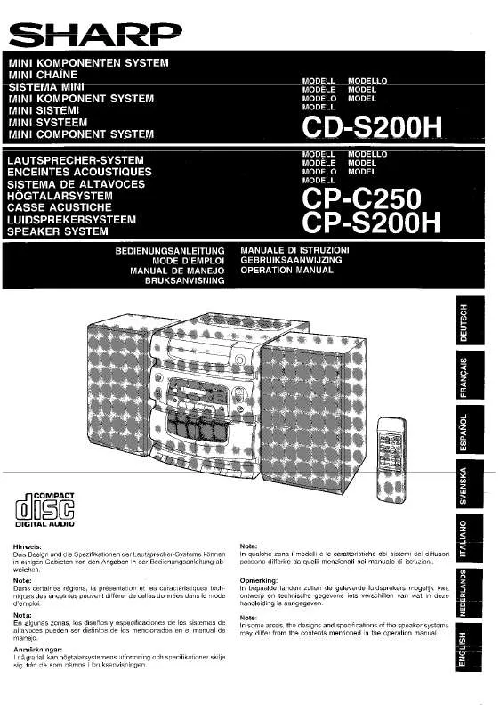 Mode d'emploi SHARP CD/CP-S/C200/250H
