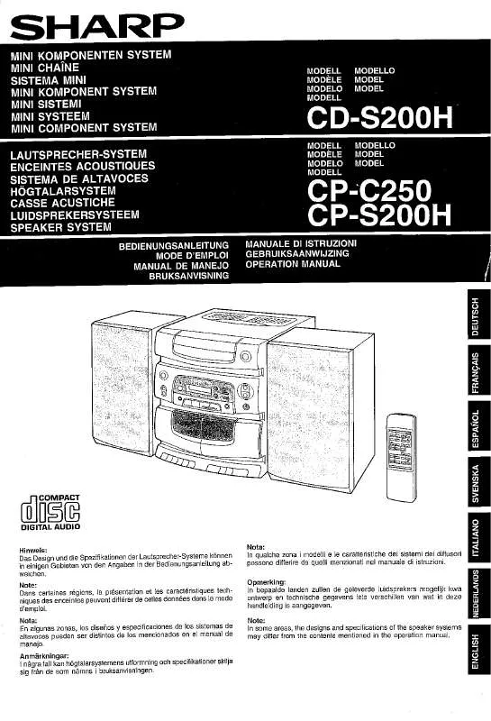 Mode d'emploi SHARP CD/CPS/CPC200H-250