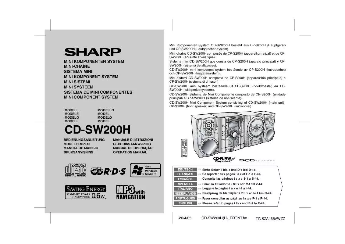 Mode d'emploi SHARP CD-SW200H