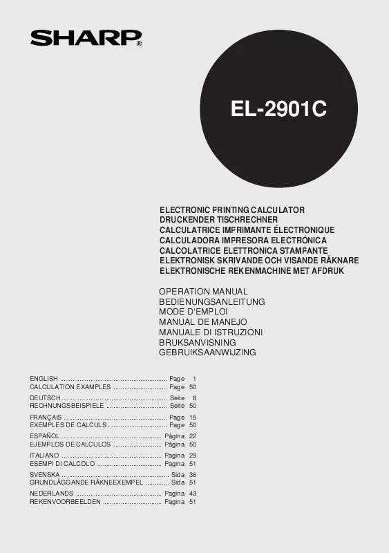 Mode d'emploi SHARP EL-2901C