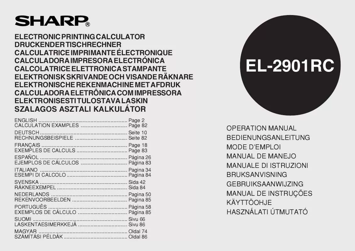 Mode d'emploi SHARP EL-2901RC