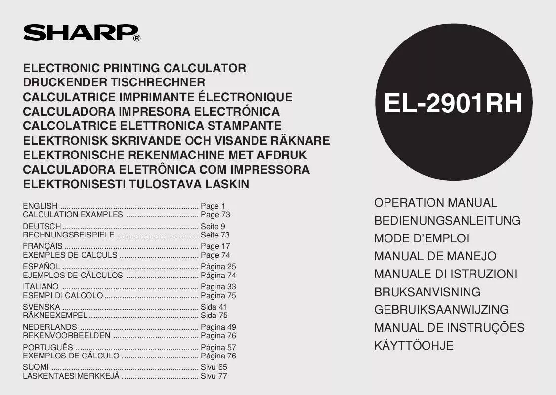Mode d'emploi SHARP EL-2901RH