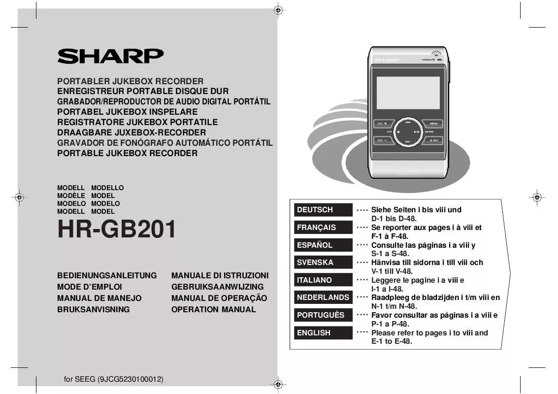 Mode d'emploi SHARP HR-GB201