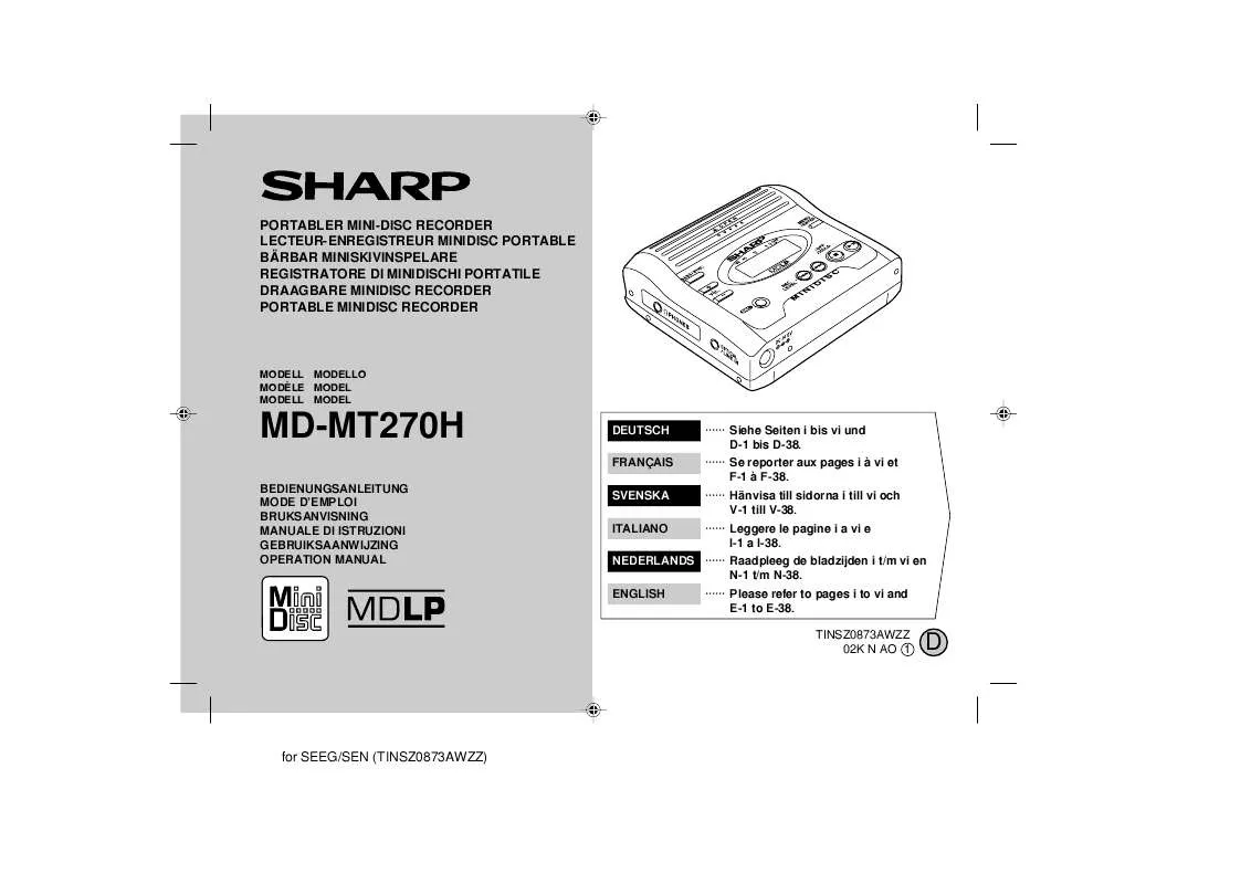 Mode d'emploi SHARP MD-MT270H