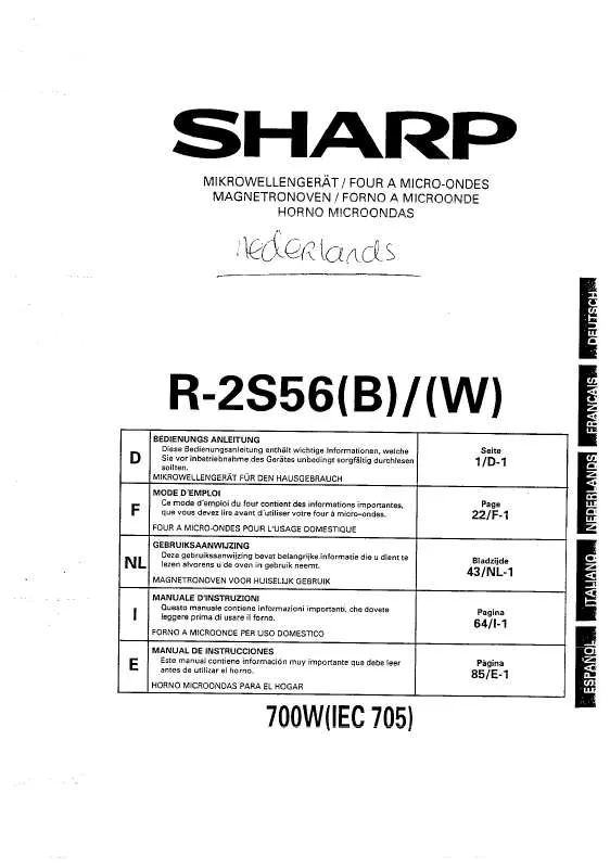 Mode d'emploi SHARP R-2S56