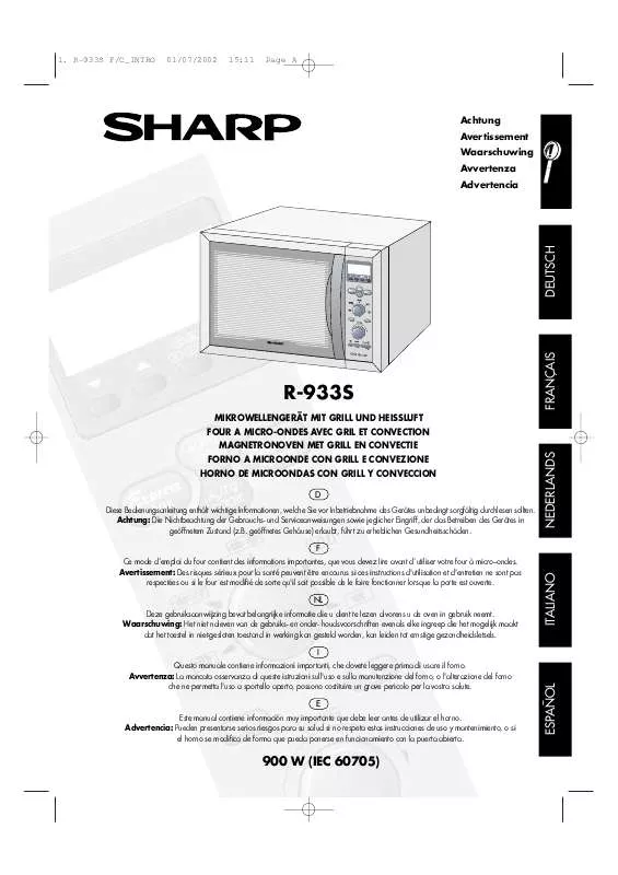 Mode d'emploi SHARP R-933S