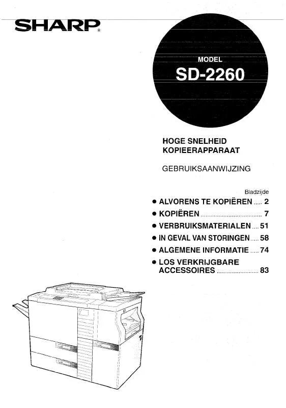 Mode d'emploi SHARP SD-2260