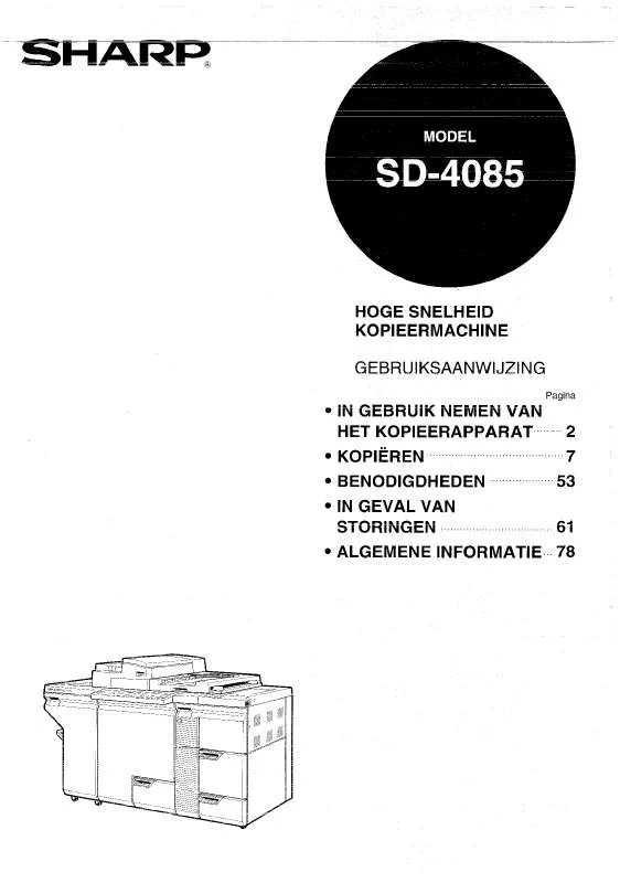 Mode d'emploi SHARP SD-4085
