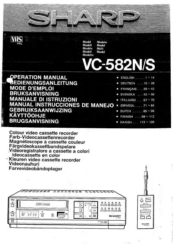 Mode d'emploi SHARP VC-582N/S