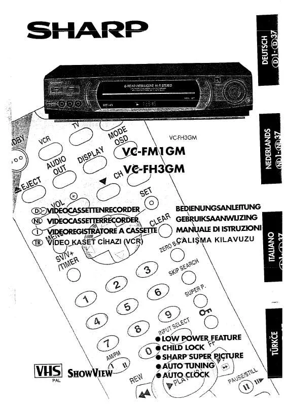 Mode d'emploi SHARP VC-FM1GM/FH3GM