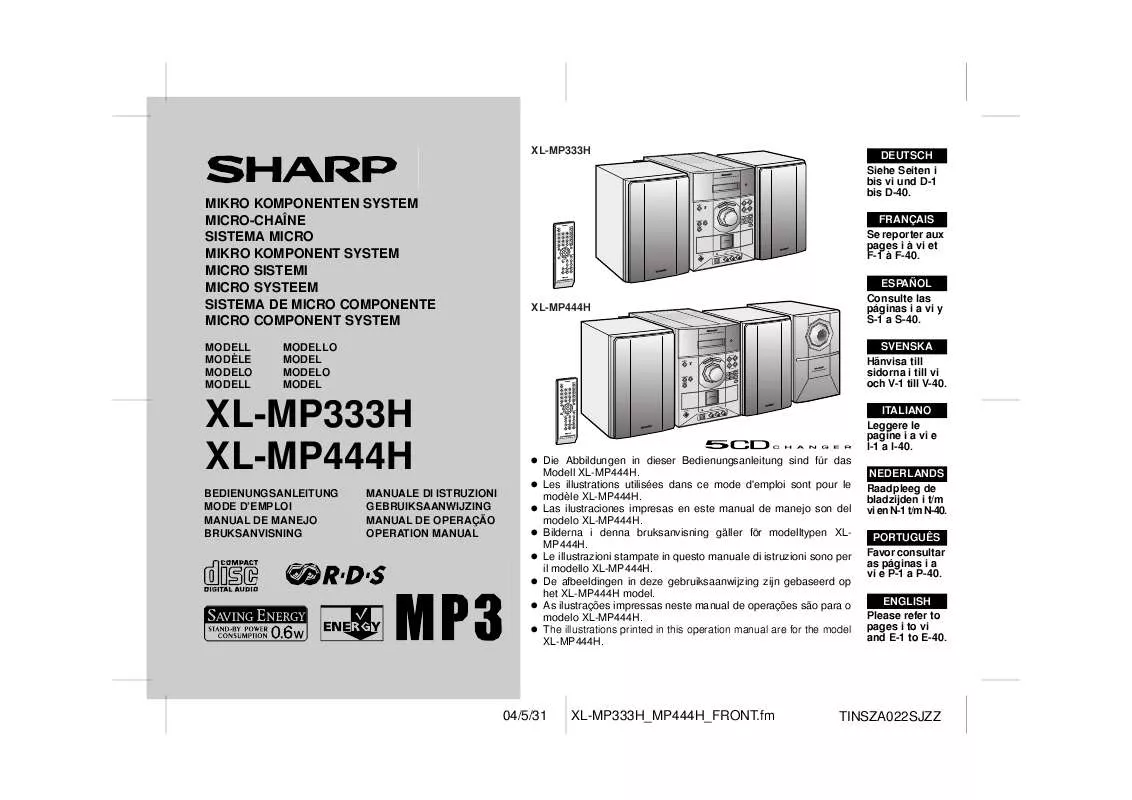 Mode d'emploi SHARP XL-MP333H/444H