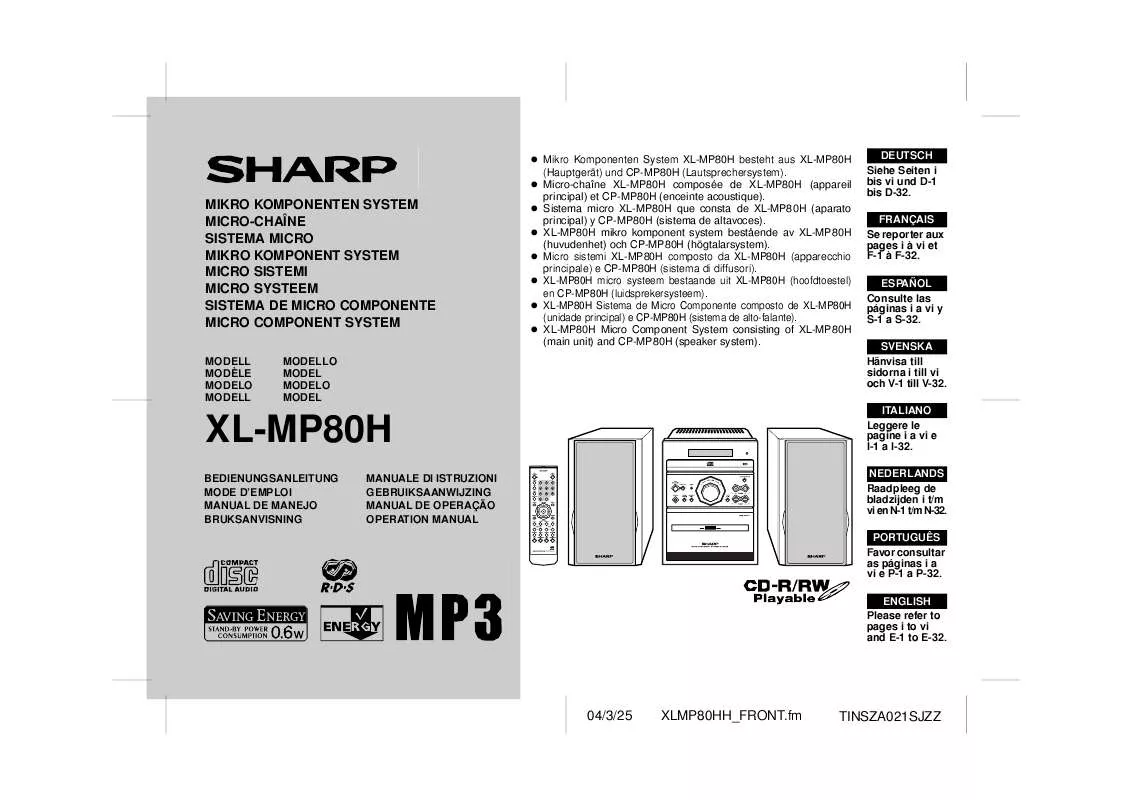 Mode d'emploi SHARP XL-MP80H