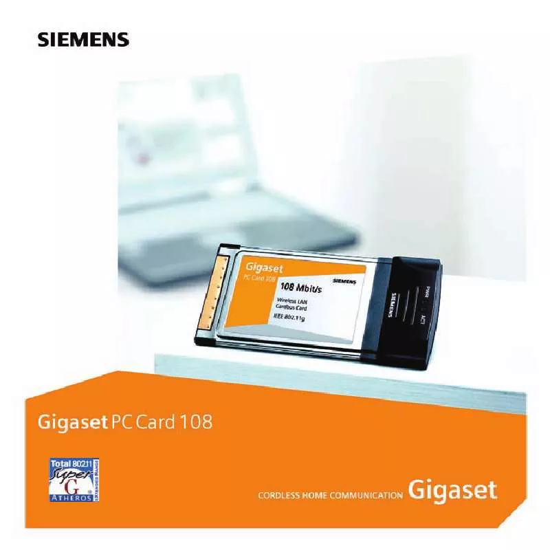 Mode d'emploi SIEMENS GIGASET PC CARD 108