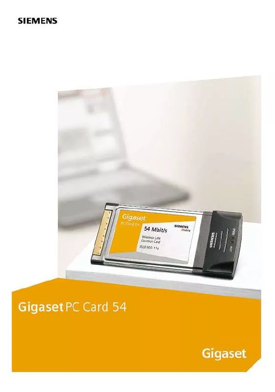 Mode d'emploi SIEMENS GIGASET PC CARD 54