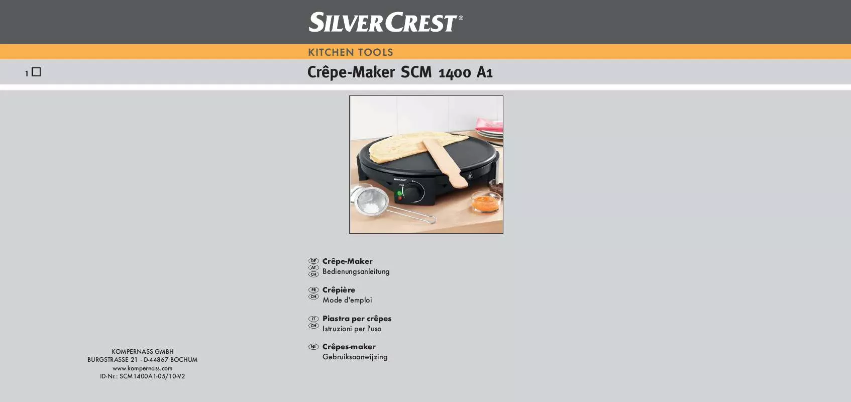 Mode d'emploi SILVERCREST SCM 1400 A1 CRÊPE MAKER