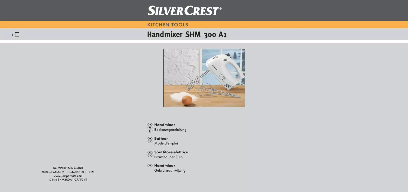 Mode d'emploi SILVERCREST SHM 300 A1 HAND MIXER