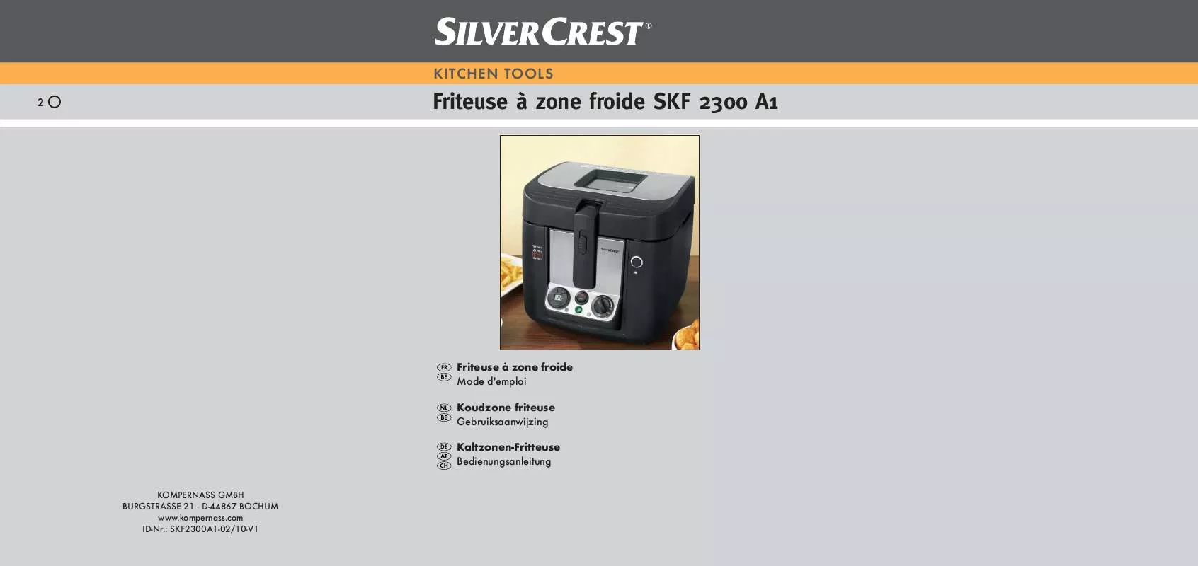 Mode d'emploi SILVERCREST SKF 2300 A1 COOL-ZONE DEEP FAT FRYER