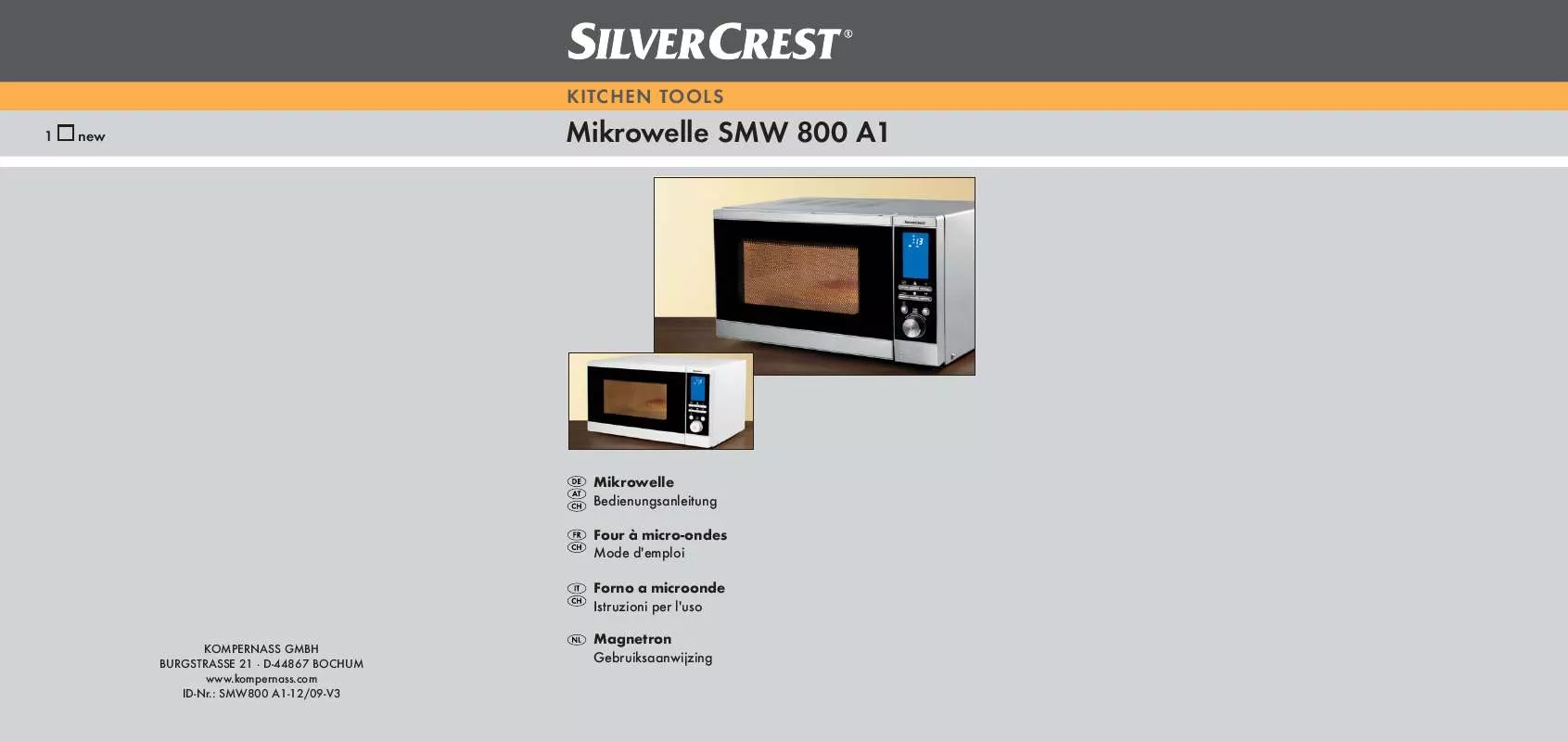Mode d'emploi SILVERCREST SMW 800 A1