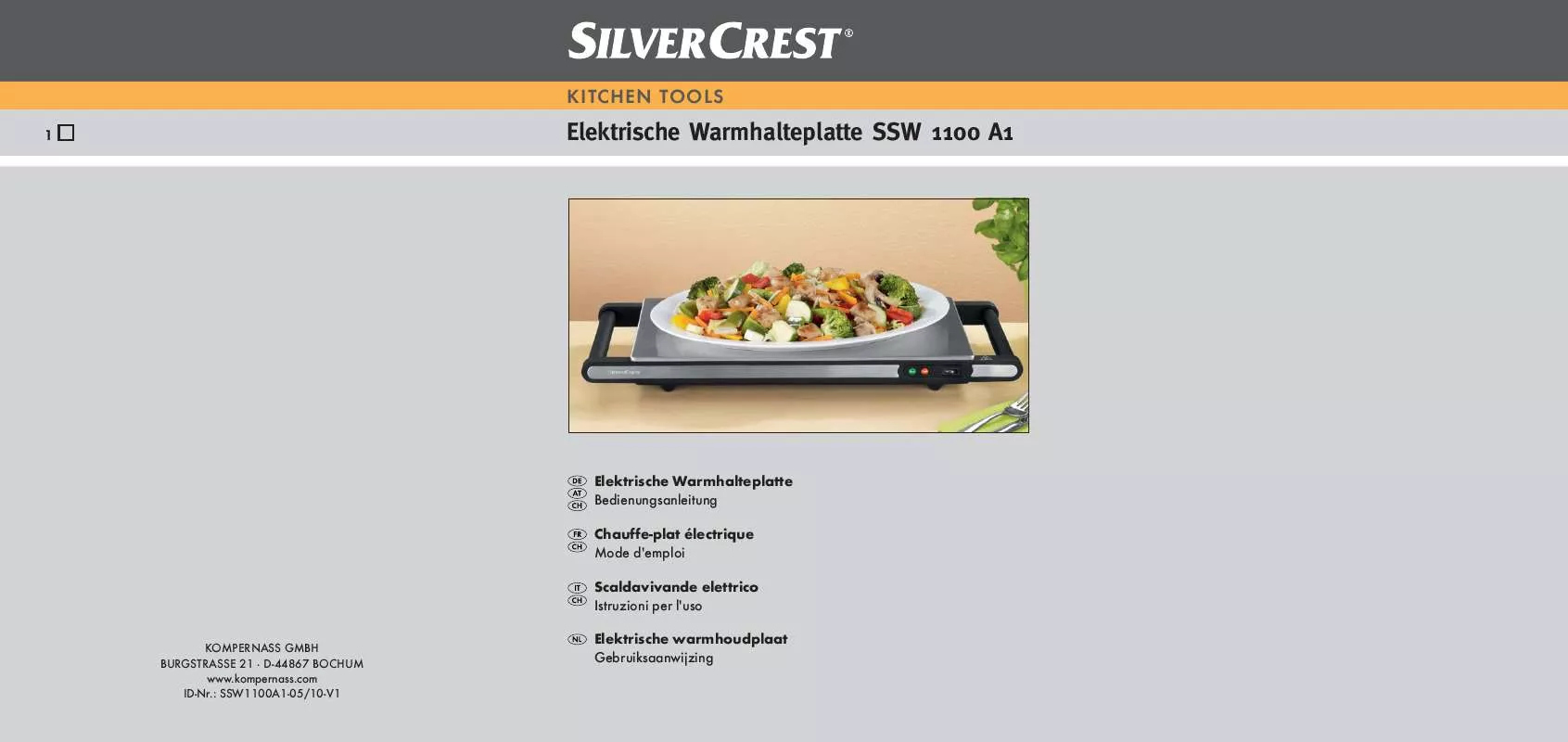 Mode d'emploi SILVERCREST SSW 1100 A1 ELECTRIC HOT TRAY