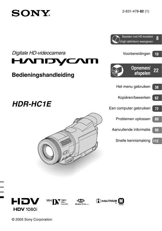 Mode d'emploi SONY HDR-HC1E