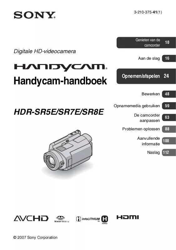Mode d'emploi SONY HDR-SR7E
