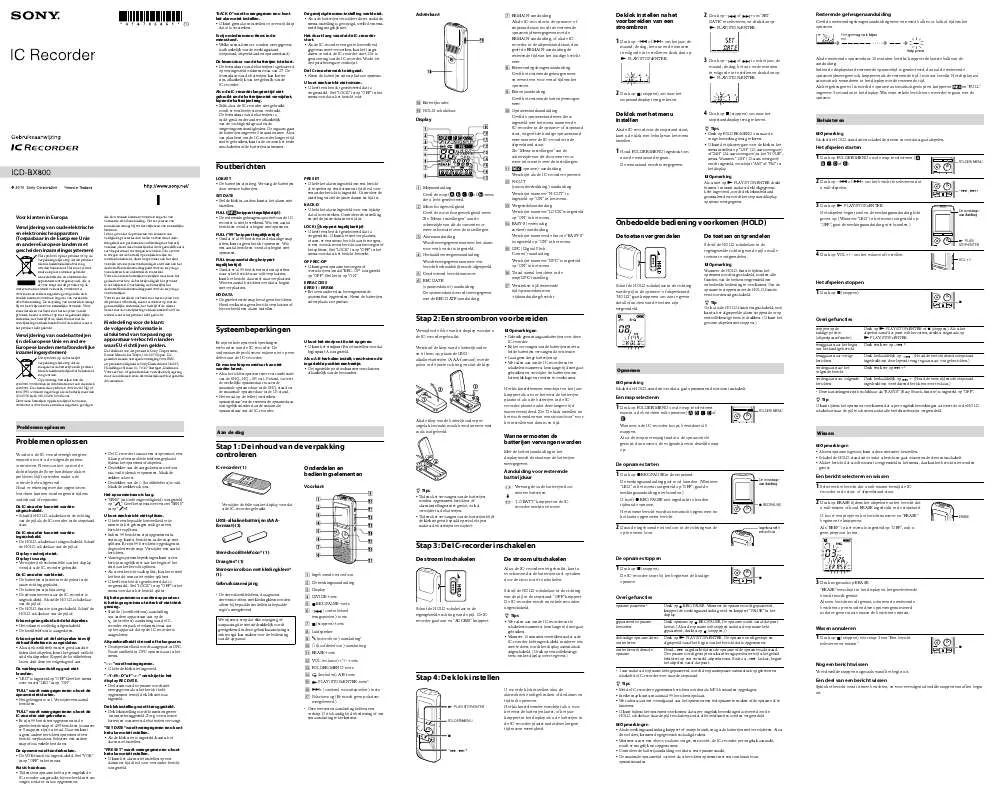 Mode d'emploi SONY ICD-BX800