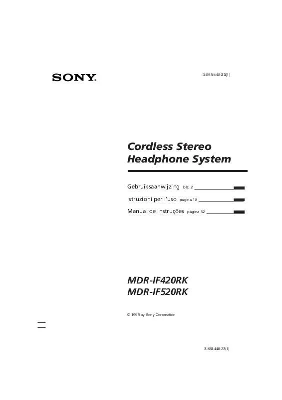 Mode d'emploi SONY MDR-IF420RK