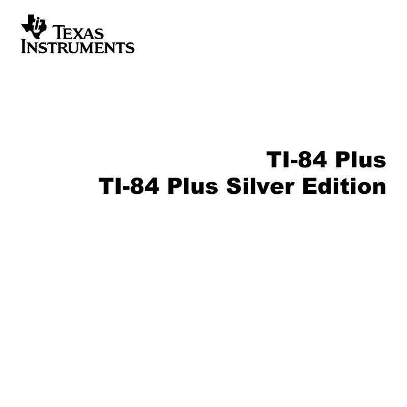 Mode d'emploi TEXAS INSTRUMENTS TI-84 SILVER EDITION