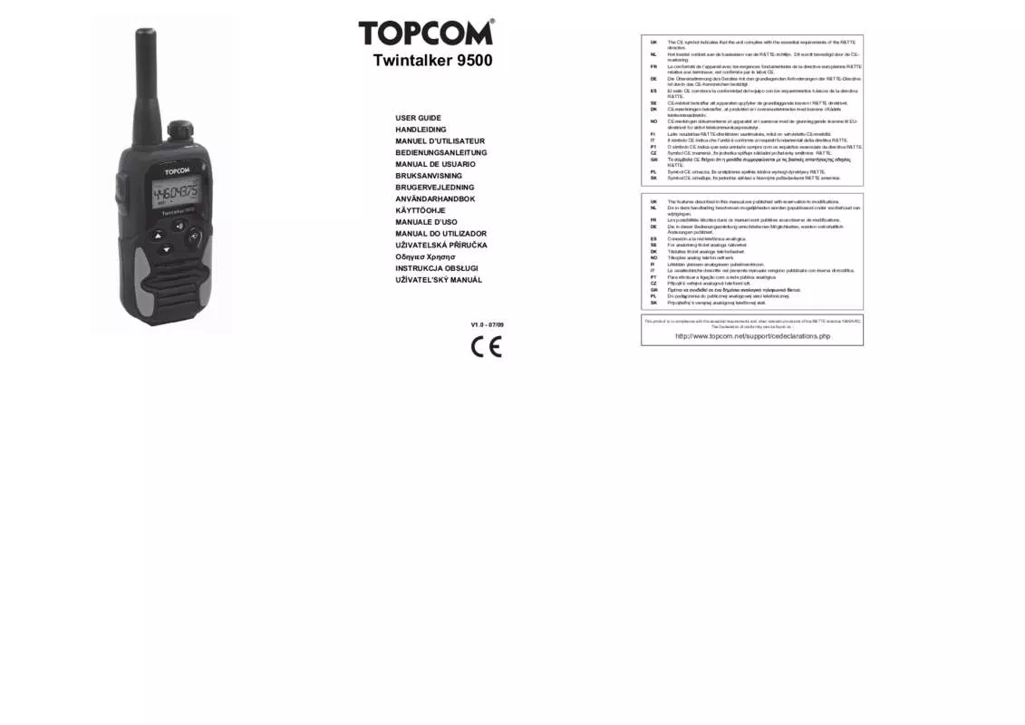 Mode d'emploi TOPCOM PMR TT9500