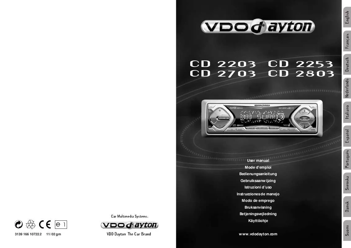 Mode d'emploi VDO DAYTON CD 2703