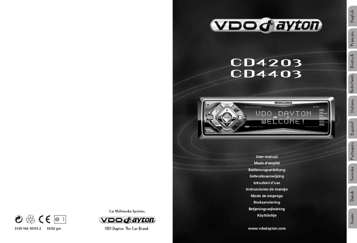 Mode d'emploi VDO DAYTON CD 4203