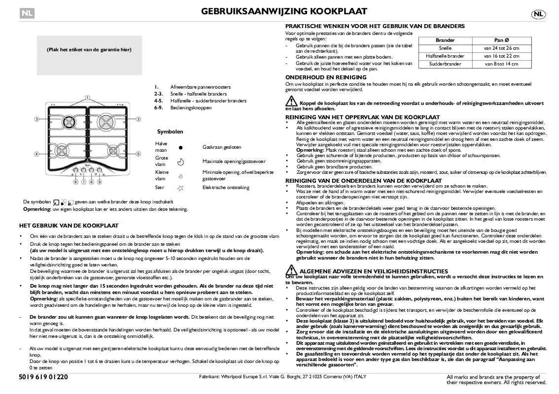 Mode d'emploi WHIRLPOOL AKM 528/IR