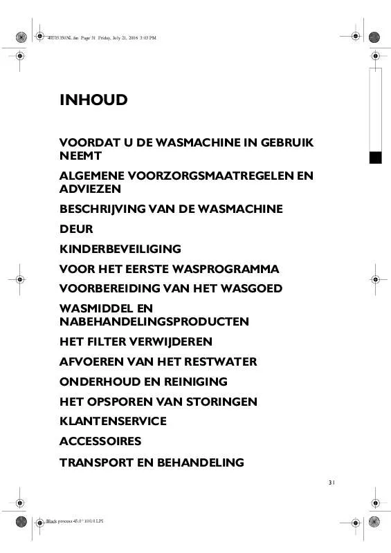 Mode d'emploi WHIRLPOOL HANNOVER 1400