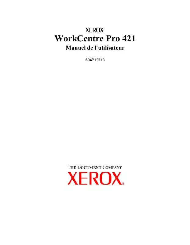 Mode d'emploi XEROX WORKCENTRE PRO 421DE