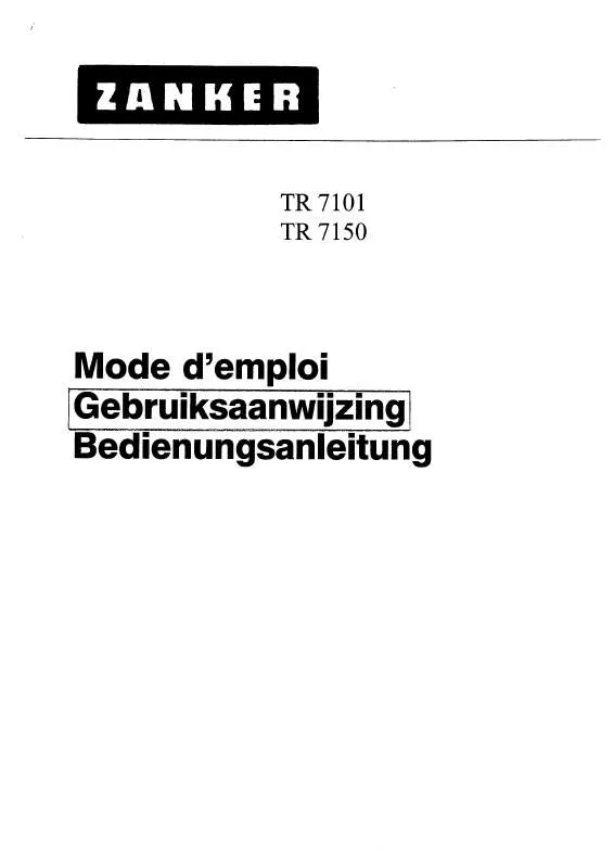 Mode d'emploi ZANKER TR7101