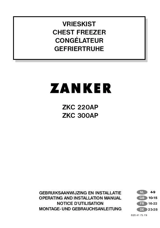Mode d'emploi ZANKER ZKC220AP