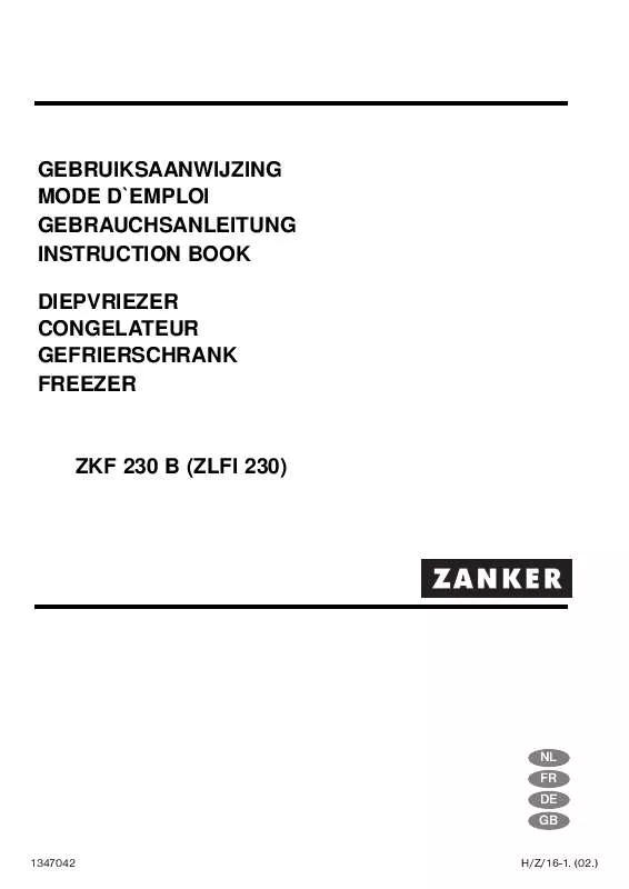 Mode d'emploi ZANKER ZKF 230 B